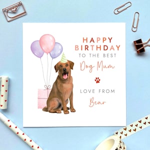 Carte d'anniversaire personnalisée pour chien labrador brun | Pour le chien : maman, partenaire, fiancée, amie, épouse, petite amie, soeur, elle