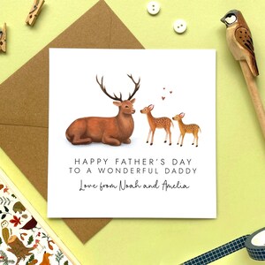 Hirsch Vatertagskarte für Daddy, Papa, Dada, Opa, Opa, Grampy, Gramps, Pops, Opa, Papa, von Kindern, Kind, Baby, personalisiert