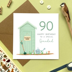 Carte d'anniversaire abri de jardin pour lui, grand-père, père, grand-père, oncle, frère, beau-frère, mari, 60e 70e 80e 90e, nom personnalisé
