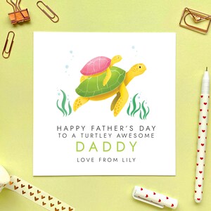 Carte personnalisée fête des pères tortue pour papa, papa, papa, grand-père, grand-père, grand-père, grand-père, papa, grand-père, grand-père, d'un enfant bébé fille garçon