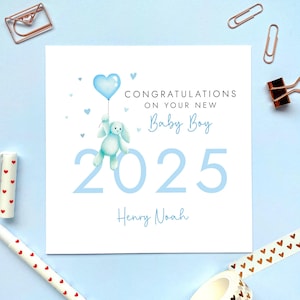 Hase New Baby Karte für Jungen | Welcome to the World, Neugeborene Baby Junge, Kleine, Geschenk, New Born Blue, Name, Andenken, 2025