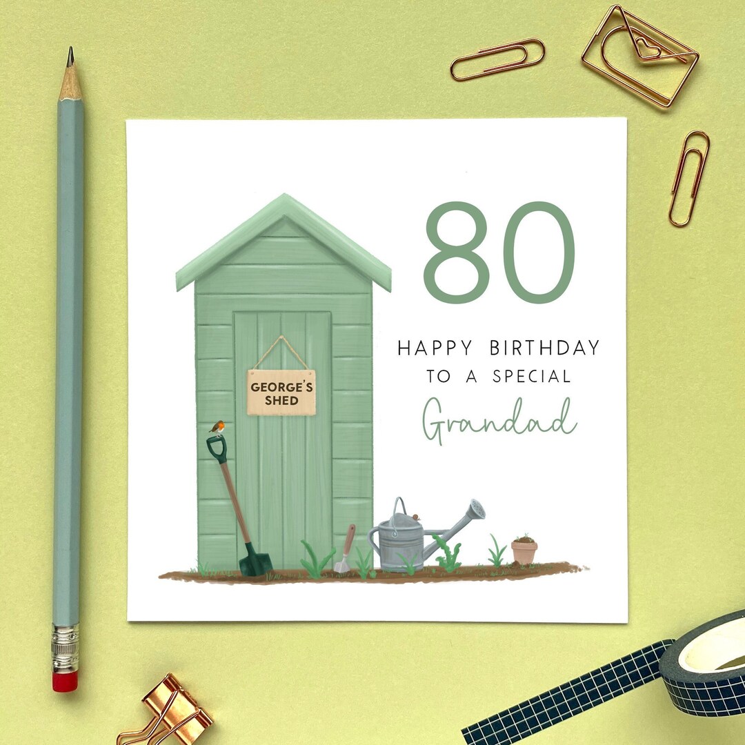 Personalised Garden 80th Birthday Card for Him Grandad, Dad, Grandpa