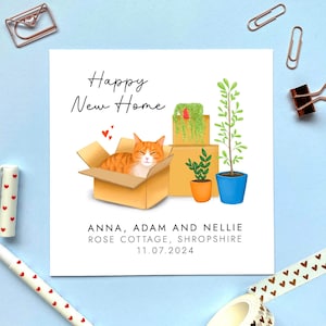 carte personnalisée pour maison neuve chat roux | Je viens d'emménager, Pour un couple, Amis, Fille, Petite-fille, Maman, Papa, Parents, Fils, Nièce Neveu