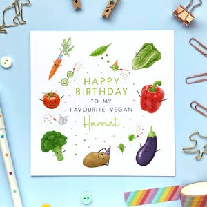 Carte d'anniversaire personnalisée pour végétalien préféré | Ami, Drôle, Fille, Elle, Fille, Petite amie, Nièce, Petite-fille, Légumes Végétarien