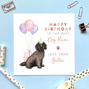 Personalisierter schwarzer Cockapoo-Hund Geburtstagskarte | Für Hundemama, Vom Hund, Partner, Verlobte, Freundin, Ehefrau, Freundin, Schwester, Sie