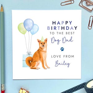 パーソナライズされた柴犬の誕生日カード（年齢不問）｜犬のお父さん、犬から、夫、ボーイフレンド、パートナー、婚約者、兄弟、友人、彼へ