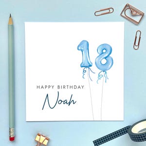 Personalisierte 18. Geburtstagskarte für Ihn, Junge, Mann, Bruder, Neffe, Sohn, Urenkel, Cousin, Patenkind, Teenager, Blau, Name, Achtzehn 18