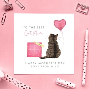 Carte personnalisée pour la fête des mères Choisissez le chat | Du chat, pour chat maman, femme, petite amie, ami, tigré, ragdoll, smoking, noir, blanc