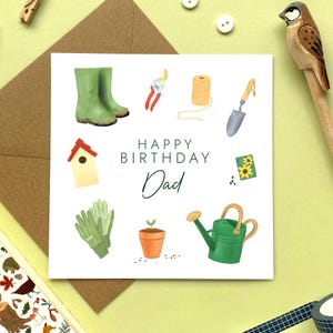 Carte d'anniversaire jardinage personnalisée pour papa | Homme, lui, beau-père, oncle, frère, fils, voisin, collègue, grand-père, grand-père, homme