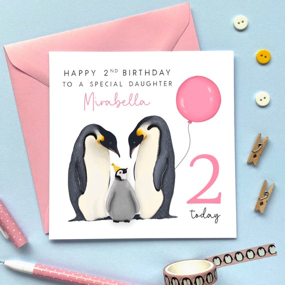 Personalised Penguin Birthday Card 