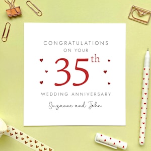 35 Jahre Hochzeitstag für Paare, personalisiert, Freunde, Schwägerin und Schwager, Eltern, Großeltern, Mama & Papa, Koralle, Namen