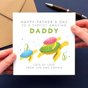 Personalised Turtle Father's Day Card for Daddy from Children | Dada, Dad, Grandad, Grandpa, Grampy