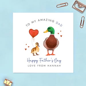 Personalisierte Enten-Vatertagskarte für Papa, Daddy, Dada, Opa, Opa, Grampy, Gramps, Pops, Granda, Papa, von Baby-Kind-Jungen-Mädchen