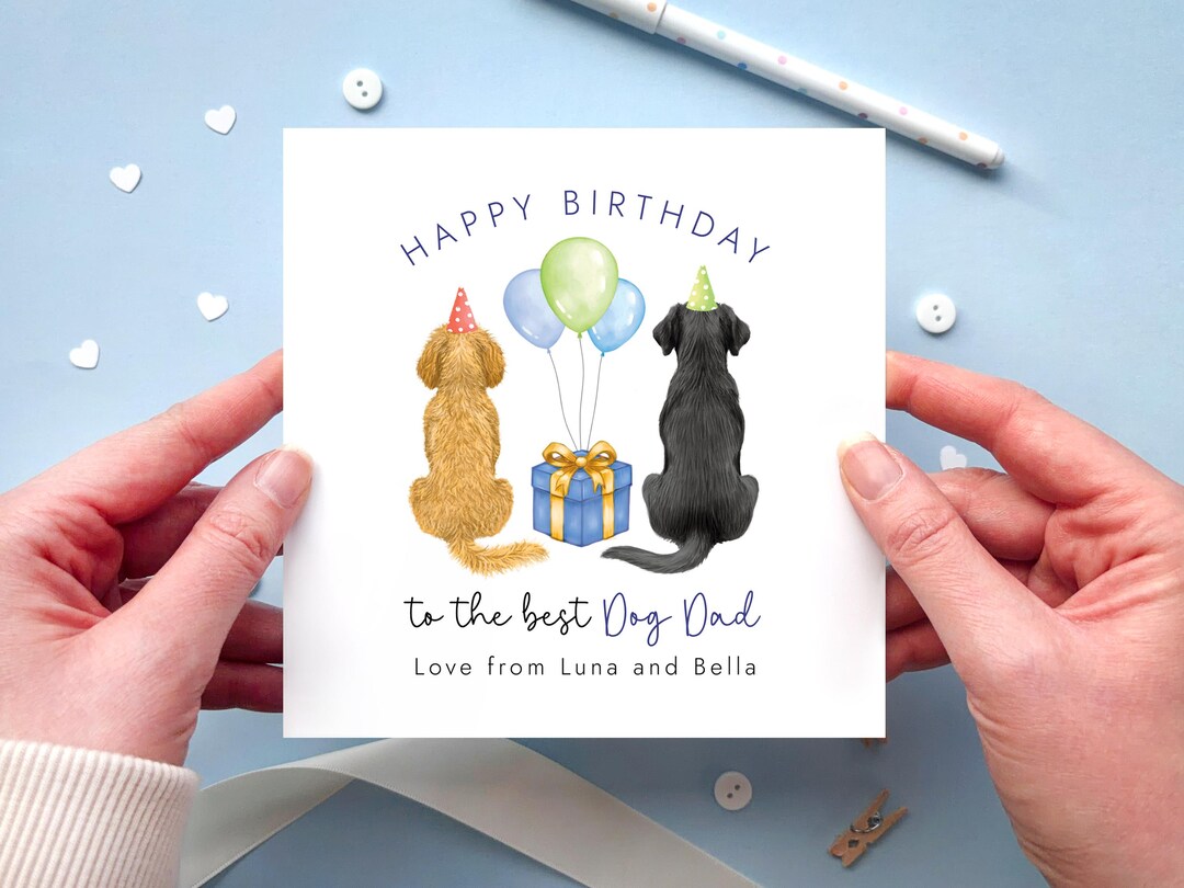 Personalised Any Breed Dogs Birthday Card for Dog Dad | Custom Pet Bday ...