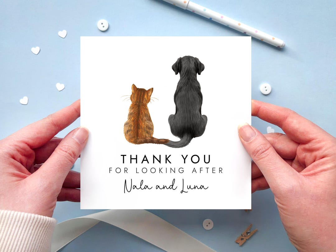 Personalised Any Breed Pets Thank You Card | Cat and Dog Thankyou Card ...