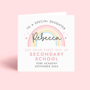 Carte premier jour d'école secondaire pour fille, carte Premier jour d'école pour fille, carte Bonne chance pour l'entrée à l'école primaire pour petite-fille