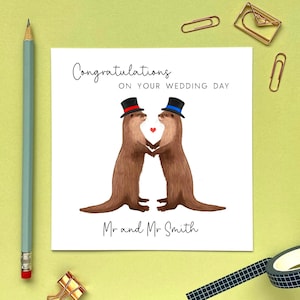 Carte personnalisée M. et M. Juste mariés loutres | Mariage, Deux mariés, Félicitations, Pour couple gay, LGBTQ, Même sexe, Fils et mari