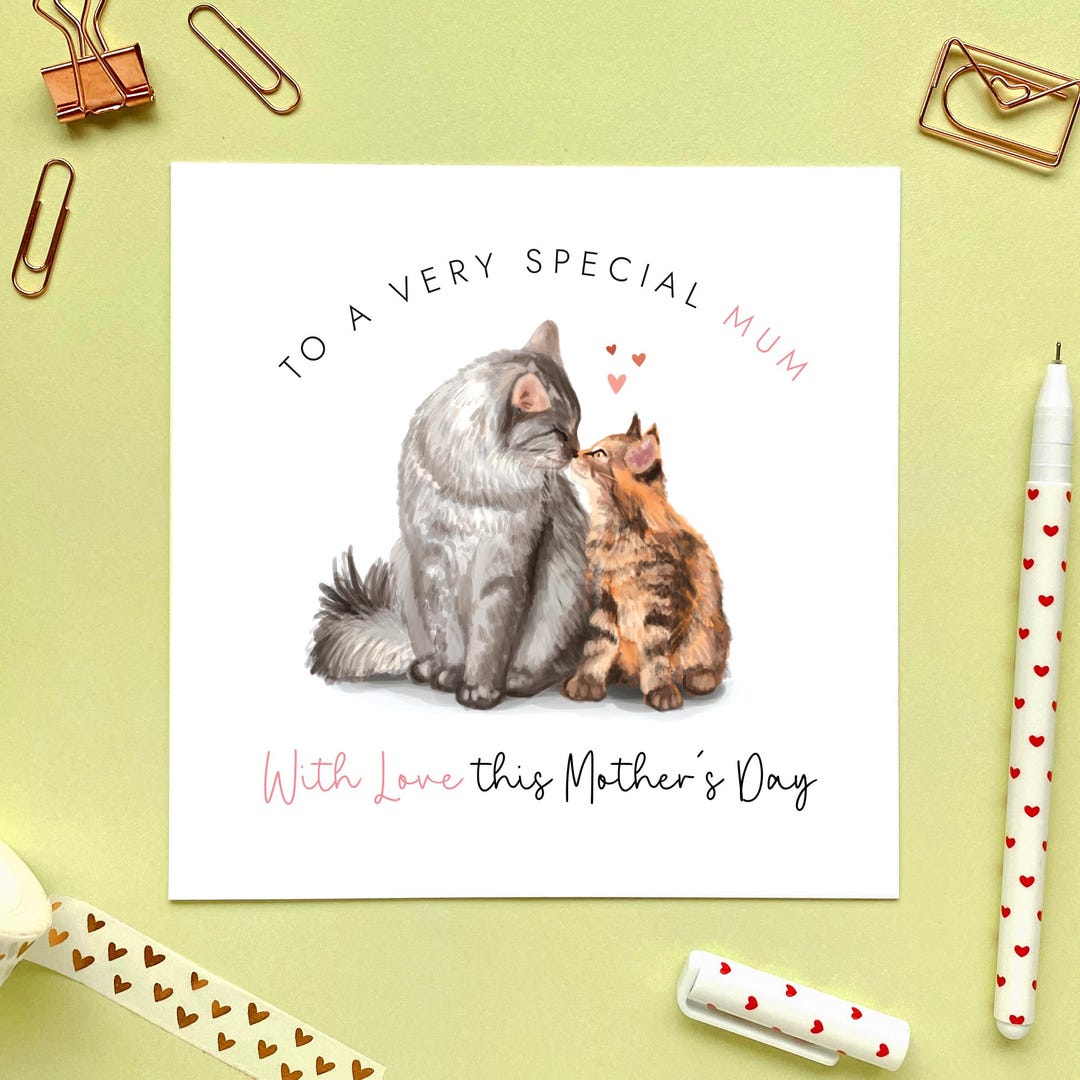 Personalised Cat Mother's Day Card | for a Special Mum, Mom, Mam, Mummy ...