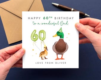 Personalised Ducks 60th Birthday Card for Dad | Daddy 60th Birthday Card, Grandad 60th Birthday Card from Children