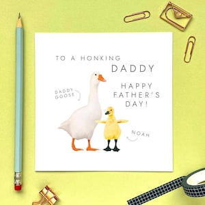 Gans Vatertagskarte für Daddy, Dada, Dada, Opa, Opa, Opa, Pops, personalisiert, lustig, Gänse, Tiere, vom Kind Baby Jungen Mädchen