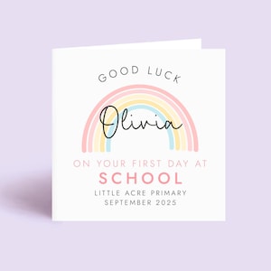 Carte premier jour à l'école pour fille, carte 1er jour à l'école pour fille, carte de chance pour la rentrée des classes pour petite-fille, personnalisée