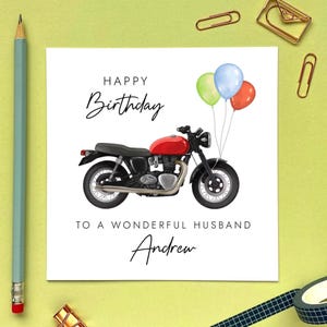 Carte d'anniversaire moto personnalisée pour tous les âges | Pour lui, fils, petit-fils, neveu, frère, beau-frère, mari, père, homme | 40e 50e 60e