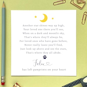 Carte de sympathie personnalisée pour animal de compagnie | Je pense à vous, désolé pour votre perte, deuil, chat, chien, lapin, animal, animaux domestiques, condoléances