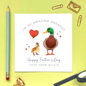 "Personalisierte Enten-Vater-Tageskarte für Opa, Opa, Opa, Grampy, Opaps, Pops, Opa, Opa, Daddy, Dad, Dada, von Baby-Kind-Jungen-Mädchen