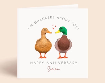 Tarjeta de aniversario personalizada de patos para pareja, esposo, esposa, novio, prometido/a, prometida/cualquier número: 1.º, 2.º, 3.º, 4.º