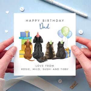 Personalised Pets Birthday Card for Daddy, Dad Card from Cat and Dog | Over 300 Options image 2