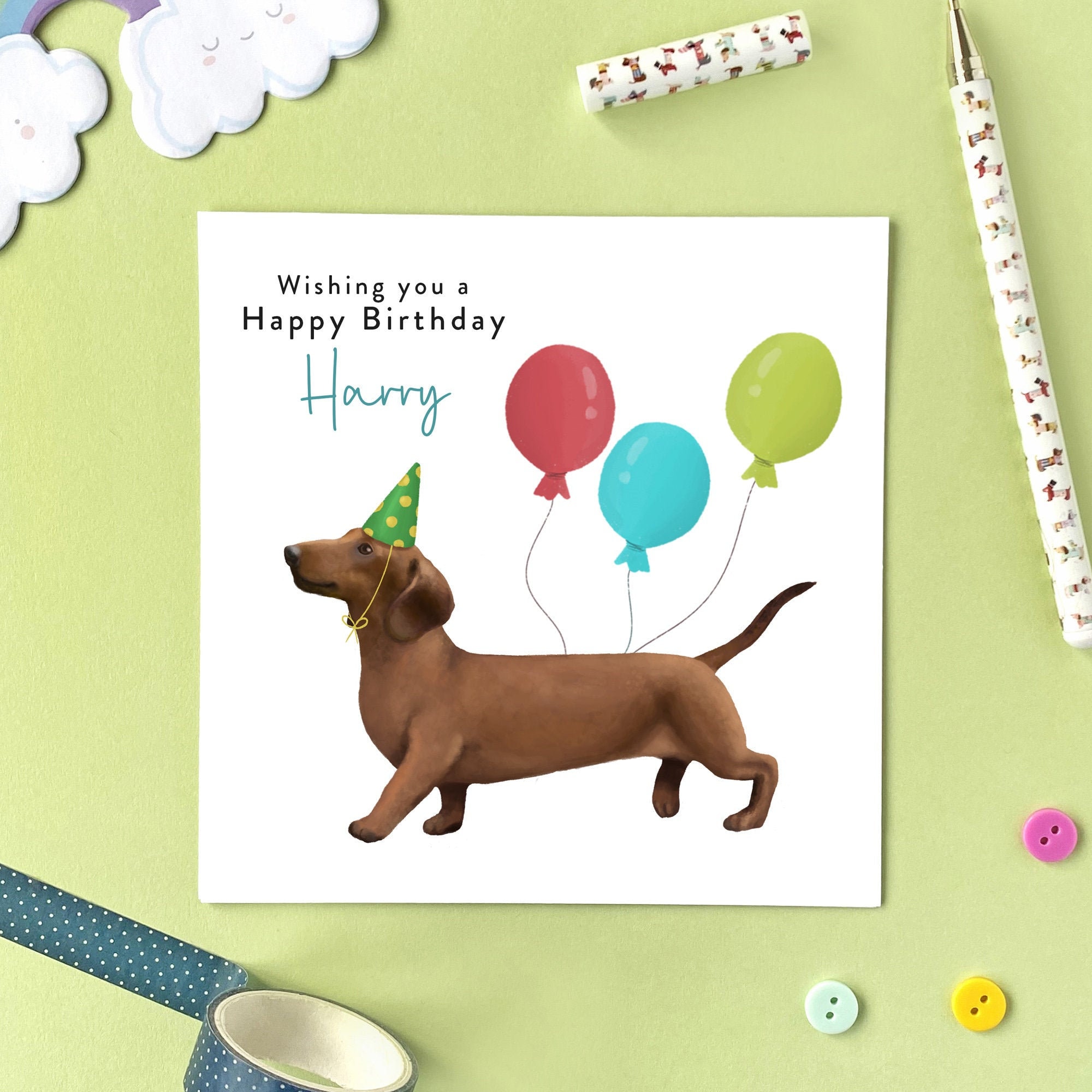 Personalised Sausage Dog Birthday Card For Him Her Etsy