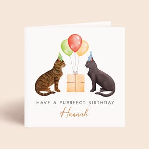 Personalised Cats Birthday Card, Over 30 Designs, For Him or Her - Friend, Boyfriend, Girlfriend, Husband, Wife, Partner, Daughter, Son
