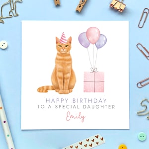 Personalisierte Ginger Cat Geburtstagskarte | Für Sie, Tochter, Enkelin, Nichte, Tante, Freundin, Schwägerin, 21.30.40.50
