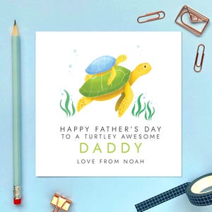 Carte personnalisée fête des pères tortue pour papa, papa, papa, grand-père, grand-père, grand-père, grand-père, papa, grand-père, grand-père, d'un enfant bébé fille garçon