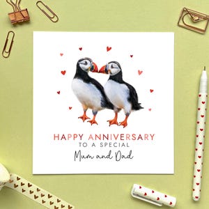 両親、ママとパパ、ママとパパ、パートナー、継母、継父、ママとパパ、結婚式、カップル向けのパーソナライズされたパフィン記念日カード
