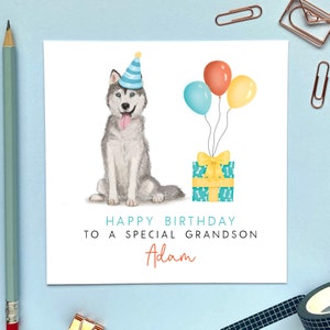 d'anniversaire personnalisée de chien Husky | Pour lui, père, fils, petit-fils, neveu, mari, beau-frère, petit ami, partenaire, chien père, oncle