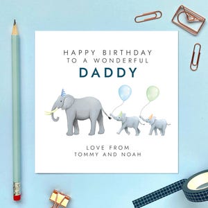 d'anniversaire personnalisée éléphant pour papa de deux enfants | Papa, papa, grand-père, grand-père, papa, papa, grand-père, 30e, 40e, 50e, 60e