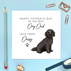 Carte de fête des pères cockapoo noire, pour chien, papa, papa, parent, lui, mari, partenaire, petit ami, personnalisée, des chiens, animaux de compagnie, nom