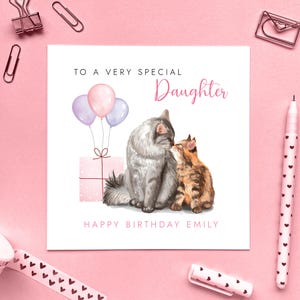 Carte d'anniversaire personnalisée chats pour fille, carte d'anniversaire personnalisée pour elle, fille, petite-fille, nièce, adolescente, 10 13 16 18 21