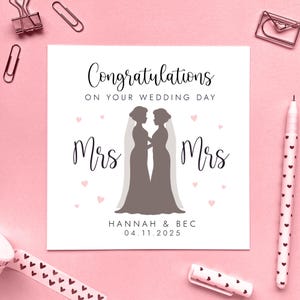 Carte de mariage personnalisée pour Mme et Mme, Félicitations, Jeune mariée, Amies, Couple gay, Deux femmes, Fille et épouse, Lesbienne, Nièce