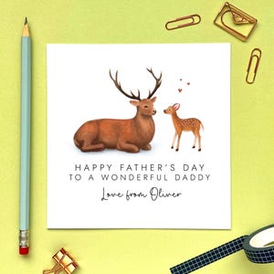 Hirsch Vatertagskarte für Daddy, Papa, Dada, Opa, Opa, Grampy, Gramps, Pops, Opa, Papa, von Kindern, Kind, Baby, personalisiert