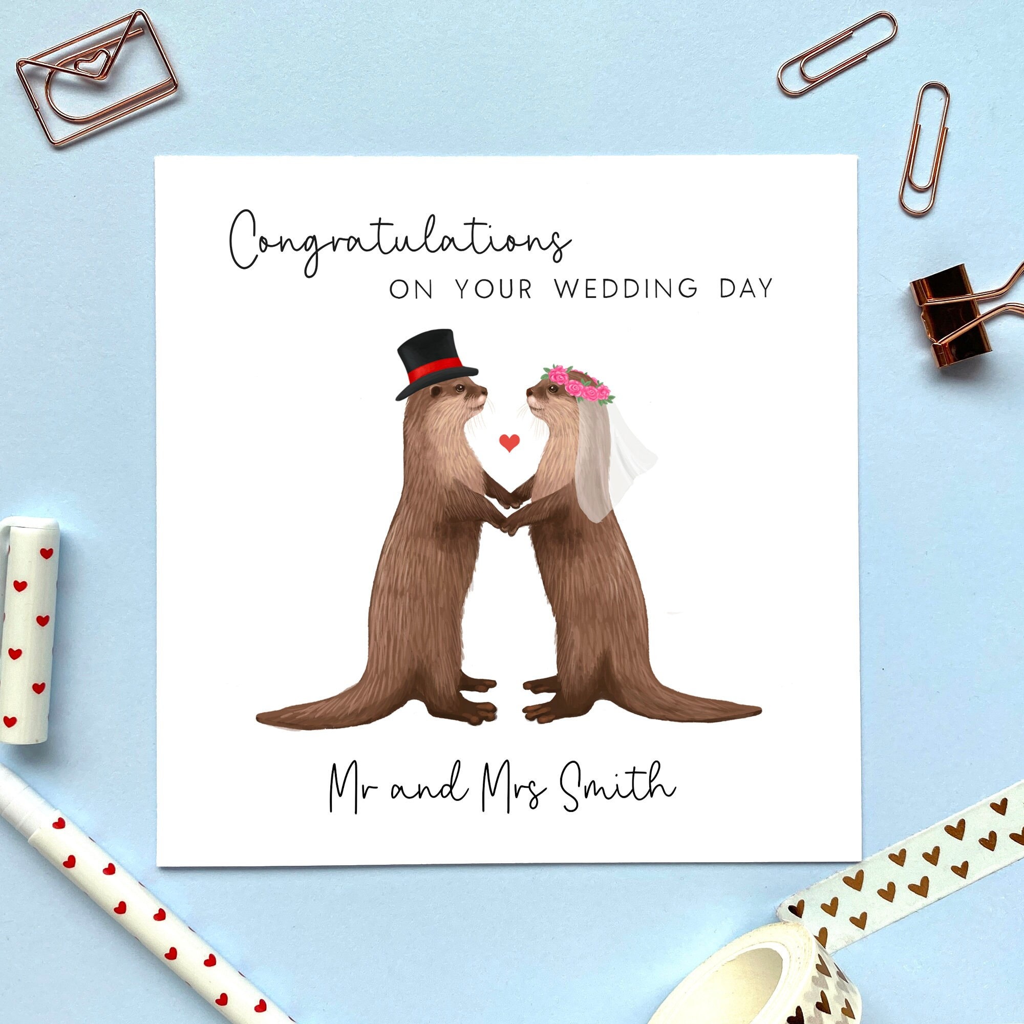 Carte de mariage personnalisée Happy Anniversary/Birthday Otters 