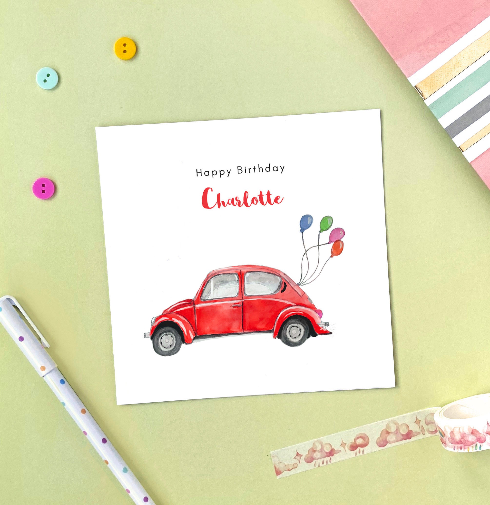 Download Personalised Classic Beetle Car Birthday Card For Dad Etsy