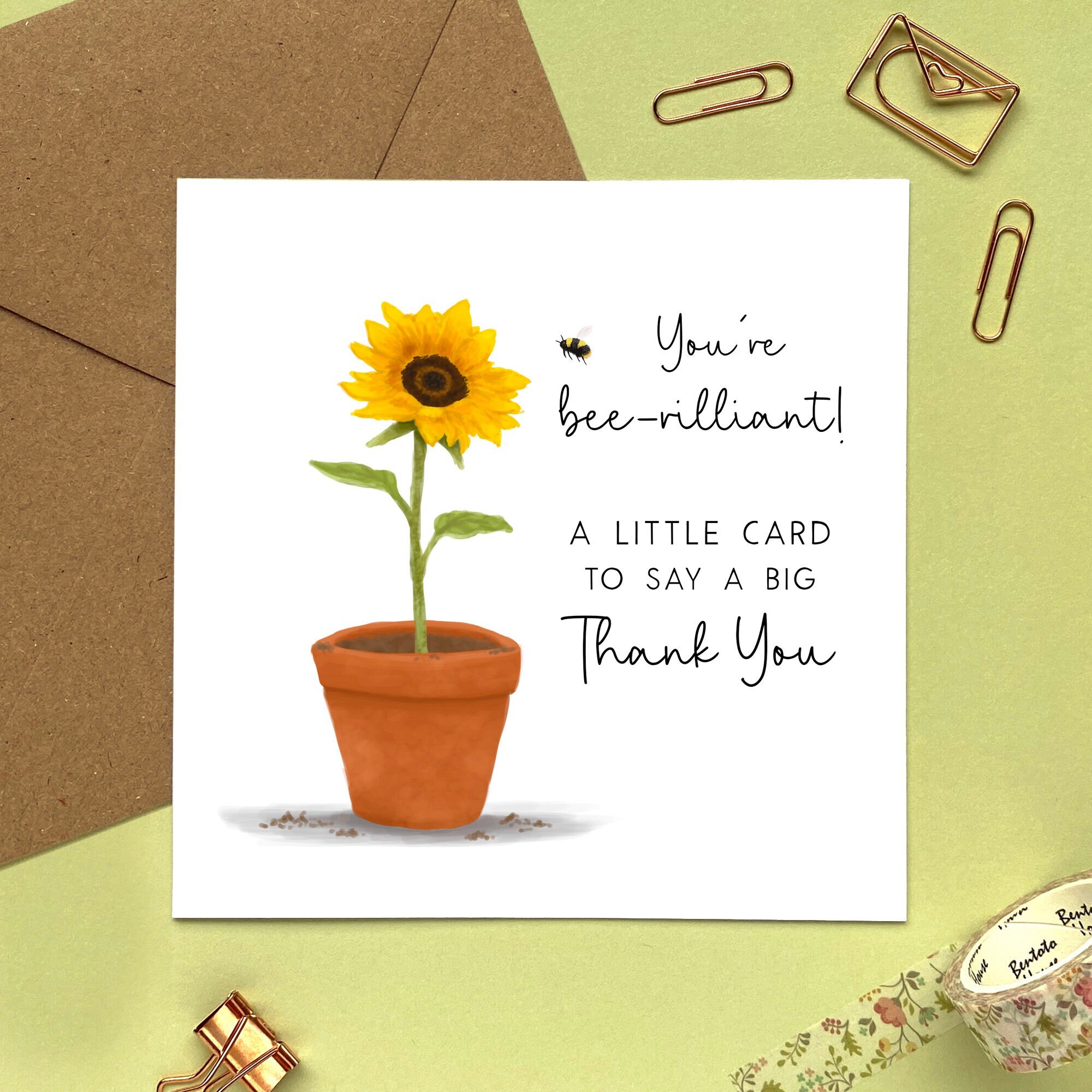 Personalised Sunflower Thank You Card Pack of Five Ten - Etsy