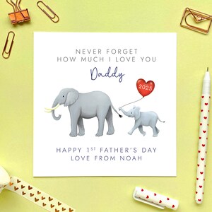 Elefant 1. Vatertagskarte für Daddy, neuen Vater, neuen Vater, Opa, Opa, Pops vom Baby Neugeborenen, personalisierte erste Vatertag 2025