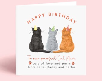 Personalised Cats Birthday Card for Cat Mum | From the Cats Birthday Card | For Wife, Girlfriend, Daughter, Sister, Friend | 80+ Cat Designs