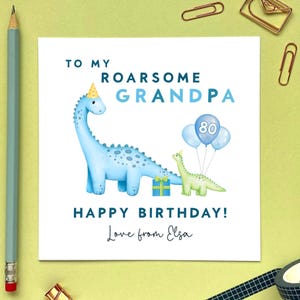 Personalisierte Dinosaurier jedes Alter Geburtstagskarte für Opa | Opa, Opa, Opa, Papa, Opa, Opa | 50er 60er 70er 80er 90er, Von Junge, Mädchen