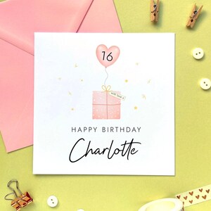 Carte d'anniversaire personnalisée pour tout âge pour elle | Pour un ami, une tante, une soeur, une fille, une petite-fille, une nièce, une fille, un adolescent | 16, 18, 21