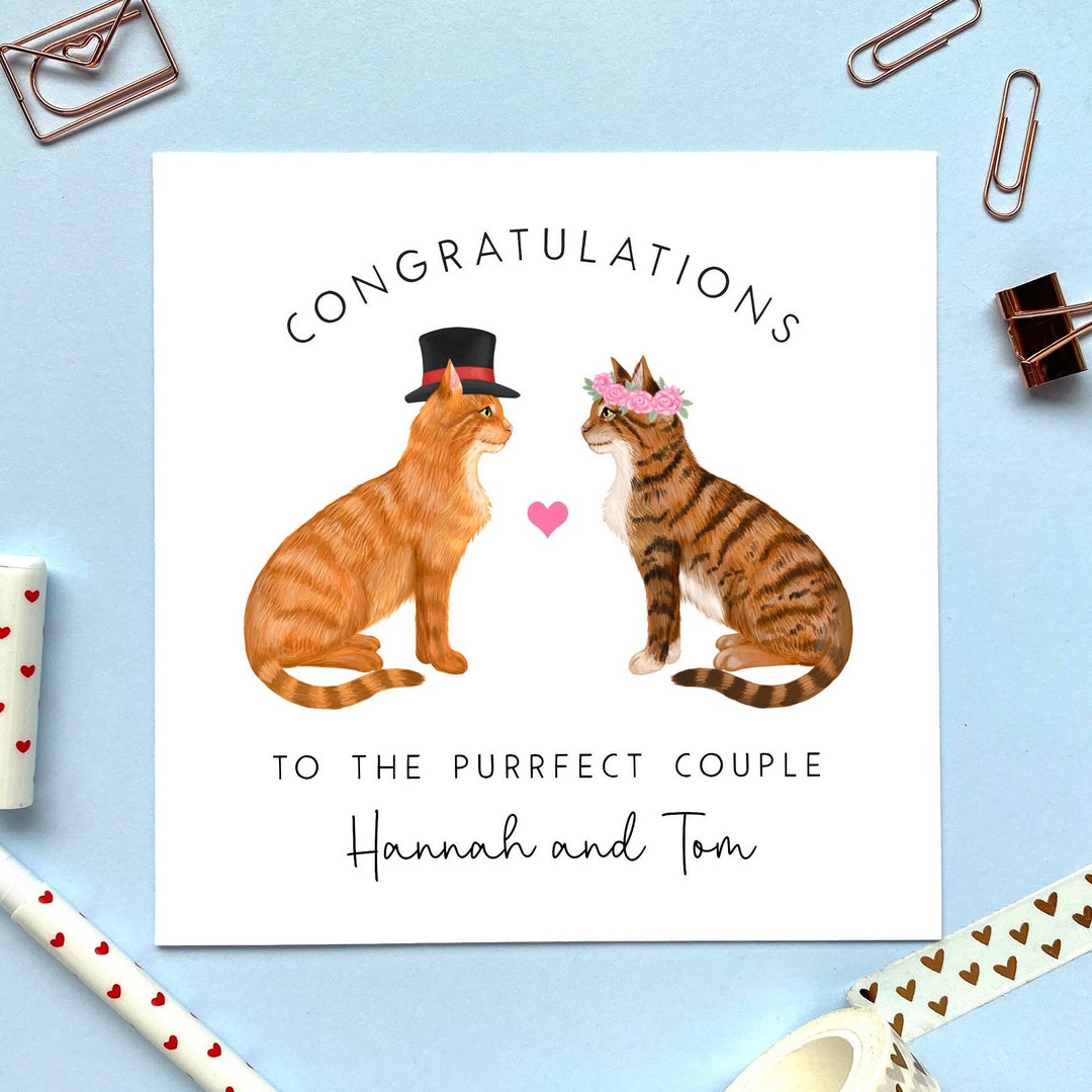Personalised Choose the Cats Mr & Mrs Wedding Card Just Married