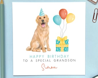 Personalised Golden Retriever Dog Birthday Card | For Him, Dad, Son, Grandson, Nephew, Husband, Brother in Law, Boyfriend